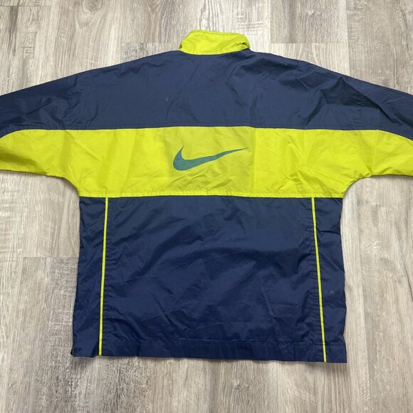 VINTAGE Nike Windbreaker Jacket Youth L 14-16 Blue Green Full Zip Red Swoosh - Picture 2 of 12